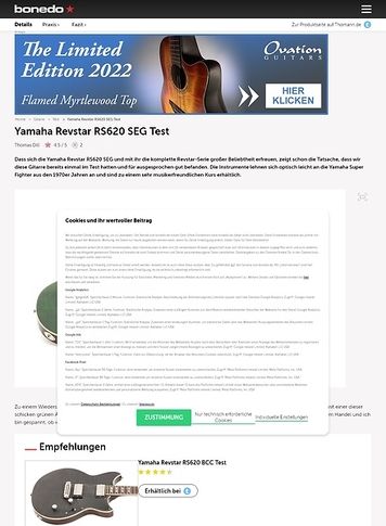 Bonedo.de Yamaha Revstar RS620 SEG Bonedo.de Yamaha Revstar RS620 SEG