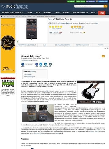 Audiofanzine.com Boss MT-2W Metal Zone Audiofanzine.com Boss MT-2W Metal Zone