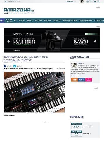 Amazona.de Yamaha MODX6 und Roland FA-06 im Coverband-Kontext Amazona.de Yamaha MODX6 und Roland FA-06 im Coverband-Kontext