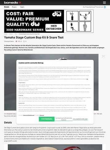 Bonedo.de Yamaha Stage Custom Bop Kit & Snare Bonedo.de Yamaha Stage Custom Bop Kit & Snare
