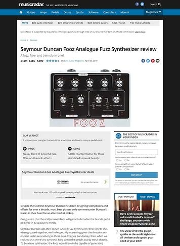 MusicRadar.com Seymour Duncan Fooz Analogue Fuzz Synthesizer MusicRadar.com Seymour Duncan Fooz Analogue Fuzz Synthesizer