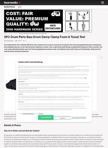 Bonedo.de SPO Drum Parts Bass Drum Damp Clamp Foam und Towel Bonedo.de SPO Drum Parts Bass Drum Damp Clamp Foam und Towel