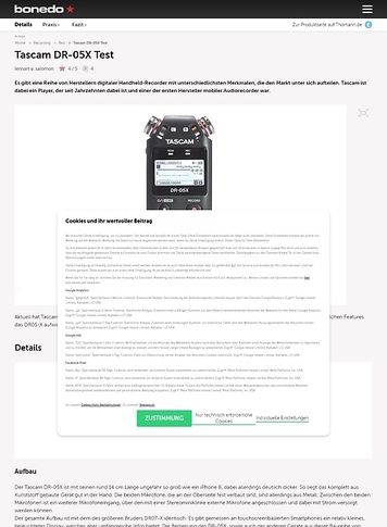 Bonedo.de Tascam DR-05X Bonedo.de Tascam DR-05X
