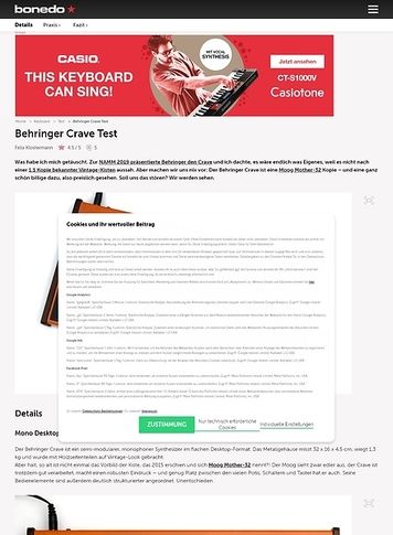 Bonedo.de Behringer Crave Bonedo.de Behringer Crave