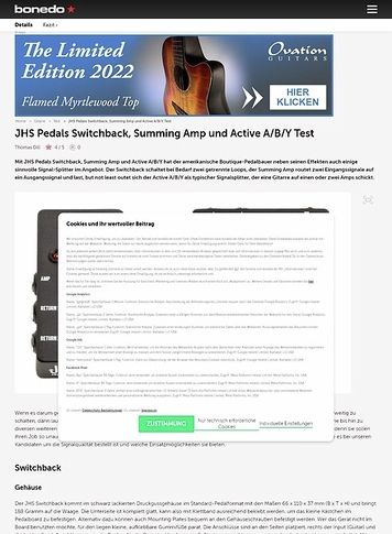 Bonedo.de JHS Pedals Switchback, Summing Amp und Active A/B/Y Bonedo.de JHS Pedals Switchback, Summing Amp und Active A/B/Y