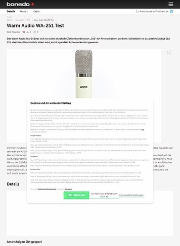 Bonedo.de Warm Audio WA-251 Bonedo.de Warm Audio WA-251