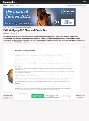 Bonedo.de EVH Wolfgang WG Standard Exotic Bonedo.de EVH Wolfgang WG Standard Exotic
