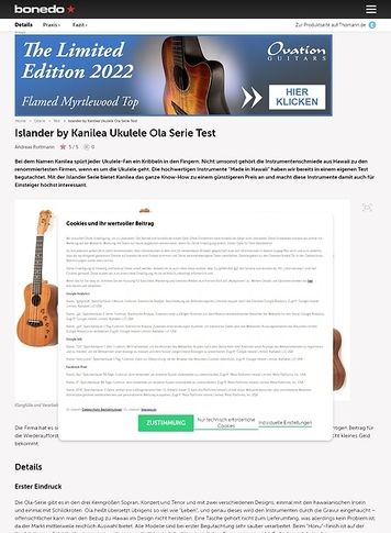 Bonedo.de Islander by Kanilea Ukulele Ola Serie Bonedo.de Islander by Kanilea Ukulele Ola Serie