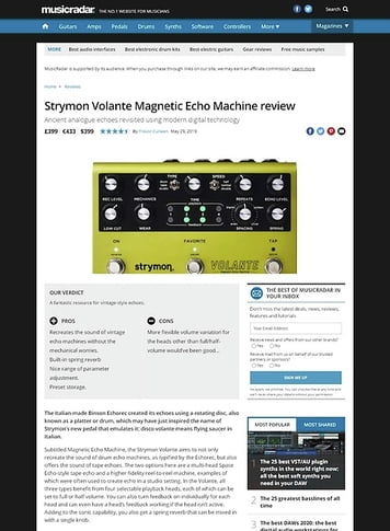 MusicRadar.com Strymon Volante MusicRadar.com Strymon Volante