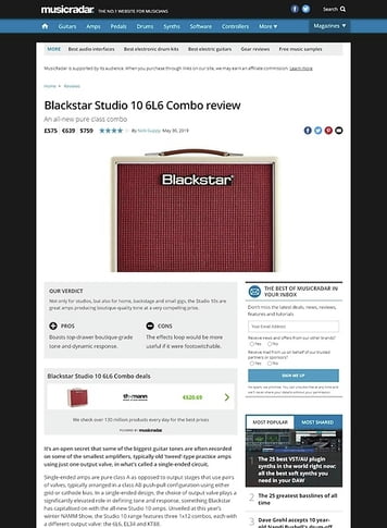 MusicRadar.com Blackstar Studio 10 6L6 Combo MusicRadar.com Blackstar Studio 10 6L6 Combo