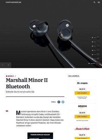 Kopfhoerer.de Marshall Minor II Bluetooth Black Kopfhoerer.de Marshall Minor II Bluetooth Black