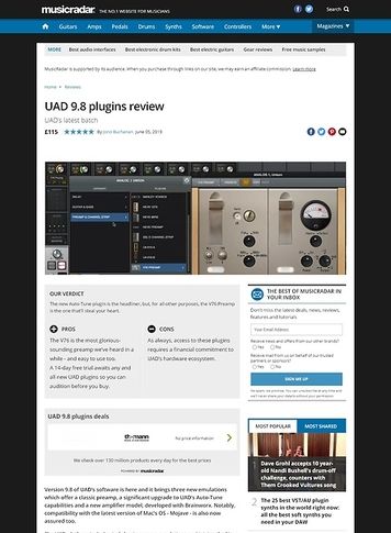 MusicRadar.com UAD 9.8 plugins MusicRadar.com UAD 9.8 plugins