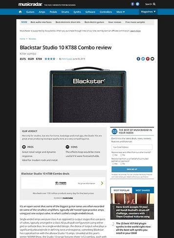 MusicRadar.com Blackstar Studio 10 KT88 Combo MusicRadar.com Blackstar Studio 10 KT88 Combo