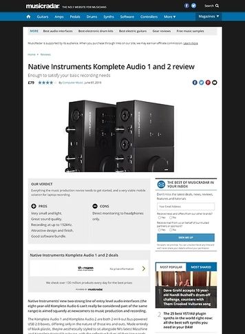 MusicRadar.com Native Instruments Komplete Audio 1 and 2 MusicRadar.com Native Instruments Komplete Audio 1 and 2