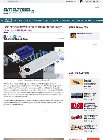 Amazona.de Alles über Kopierschutz wie iLok, eLicenser, Dongles & Co Amazona.de Alles über Kopierschutz wie iLok, eLicenser, Dongles & Co