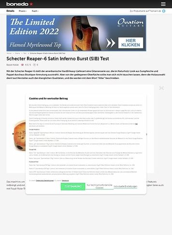 Bonedo.de Schecter Reaper-6 Satin Inferno Burst Bonedo.de Schecter Reaper-6 Satin Inferno Burst
