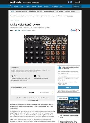 MusicRadar.com Make Noise René MusicRadar.com Make Noise René
