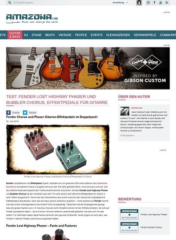 Amazona.de Fender Lost Highway Phaser und Bubbler Chorus Amazona.de Fender Lost Highway Phaser und Bubbler Chorus