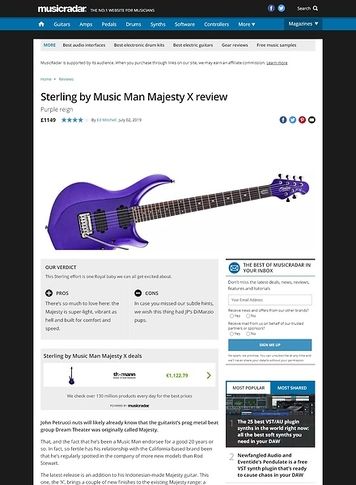 MusicRadar.com Sterling by Music Man Majesty X MusicRadar.com Sterling by Music Man Majesty X