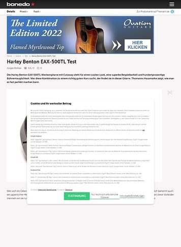 Bonedo.de Harley Benton EAX-500TL Bonedo.de Harley Benton EAX-500TL