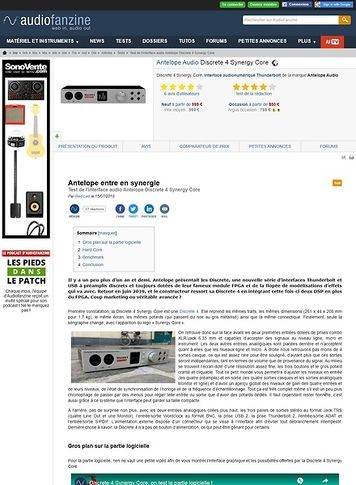 Audiofanzine.com Antelope Audio Discrete 4 Synergy core Audiofanzine.com Antelope Audio Discrete 4 Synergy core