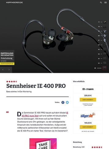 Kopfhoerer.de Sennheiser IE 400 Pro SBK Kopfhoerer.de Sennheiser IE 400 Pro SBK
