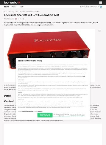 Bonedo.de Focusrite Scarlett 4i4 3rd Generation Bonedo.de Focusrite Scarlett 4i4 3rd Generation