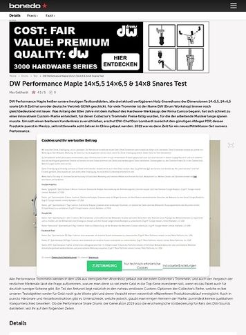 Bonedo.de DW Performance Maple 14x5,5 14x6,5 & 14x8 Snares Test Bonedo.de DW Performance Maple 14x5,5 14x6,5 & 14x8 Snares Test
