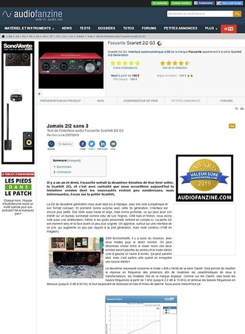 Audiofanzine.com Focusrite Scarlett 2i2 G3 Audiofanzine.com Focusrite Scarlett 2i2 G3