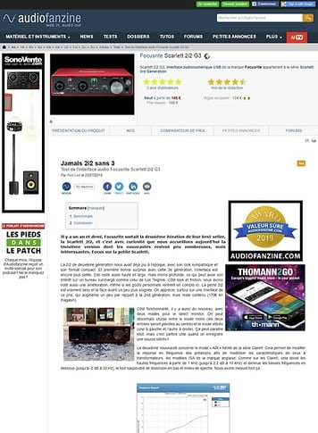 Audiofanzine.com Focusrite Scarlett 2i2 G3 Audiofanzine.com Focusrite Scarlett 2i2 G3