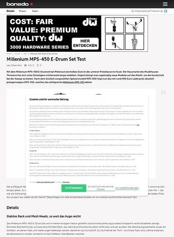Bonedo.de Millenium MPS-450 E-Drum Set Bonedo.de Millenium MPS-450 E-Drum Set