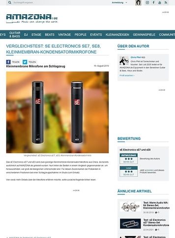 Amazona.de Vergleichstest: sE Electronics sE7 und sE8 Amazona.de Vergleichstest: sE Electronics sE7 und sE8