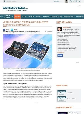 Amazona.de PreSonus StudioLive vs t.mix 24.12 Amazona.de PreSonus StudioLive vs t.mix 24.12