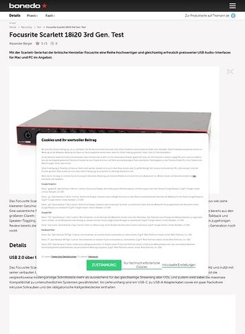 Bonedo.de Focusrite Scarlett 18i20 3rd Gen. Bonedo.de Focusrite Scarlett 18i20 3rd Gen.
