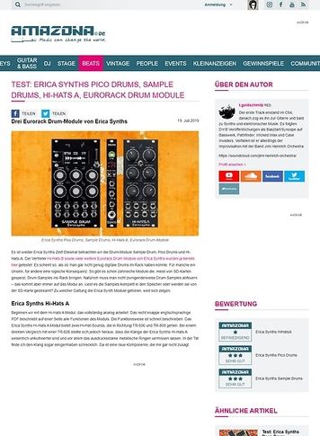 Amazona.de Erica Synths Pico Drums, Sample Drums, Hi-Hats A Amazona.de Erica Synths Pico Drums, Sample Drums, Hi-Hats A
