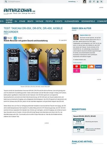 Amazona.de Tascam DR-05X, DR-07X und DR-40X Amazona.de Tascam DR-05X, DR-07X und DR-40X