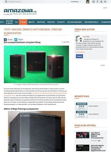 Amazona.de Mackie DRM212 Aktivboxen und DRM18S Subwoofer Amazona.de Mackie DRM212 Aktivboxen und DRM18S Subwoofer