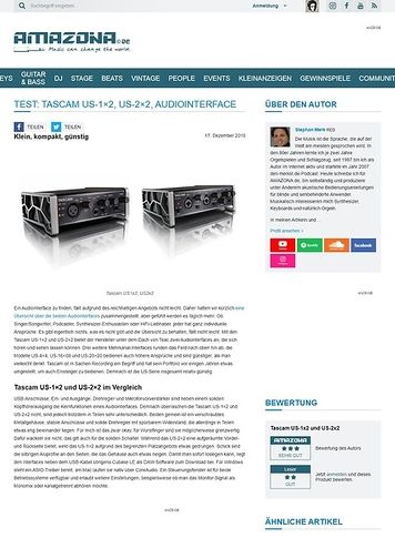 Amazona.de Tascam US-1x2 und US-2x2 Amazona.de Tascam US-1x2 und US-2x2