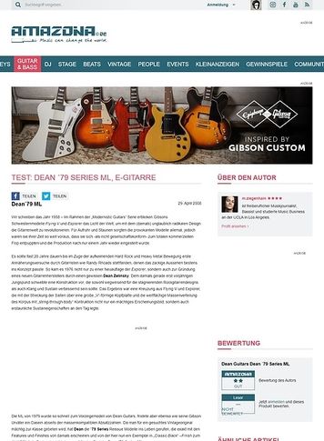 Amazona.de Test: Dean ´79 Series ML, E-Gitarre Amazona.de Test: Dean ´79 Series ML, E-Gitarre