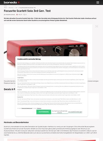 Bonedo.de Focusrite Scarlett Solo 3rd Gen. Bonedo.de Focusrite Scarlett Solo 3rd Gen.