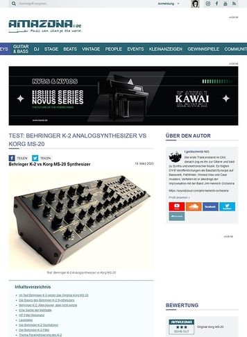 Amazona.de Vergleichstest: Behringer K-2 vs Korg MS-20 Amazona.de Vergleichstest: Behringer K-2 vs Korg MS-20