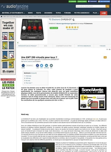 Audiofanzine.com TC Electronic DVR250-DT Audiofanzine.com TC Electronic DVR250-DT
