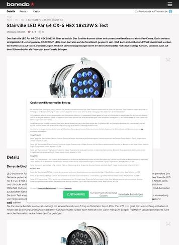 Bonedo.de Stairville LED Par 64 CX-6 HEX 18x12W S Bonedo.de Stairville LED Par 64 CX-6 HEX 18x12W S