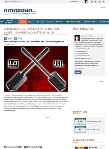 Amazona.de Vergleichstest: Säulenlautsprecher unter 1.000 Euro, LD Systems vs JBL Amazona.de Vergleichstest: Säulenlautsprecher unter 1.000 Euro, LD Systems vs JBL