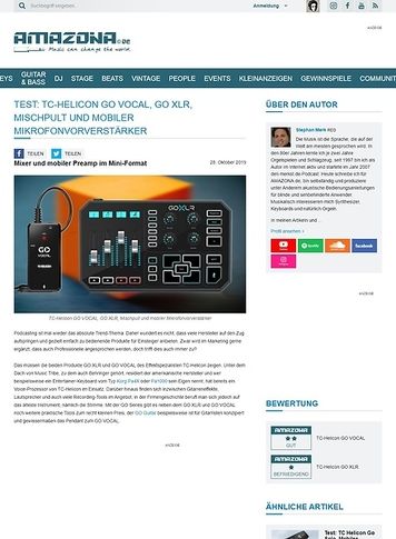Amazona.de TC-Helicon GO VOCAL und GO XLR Amazona.de TC-Helicon GO VOCAL und GO XLR