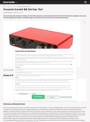 Bonedo.de Focusrite Scarlett 8i6 3rd Gen. Bonedo.de Focusrite Scarlett 8i6 3rd Gen.