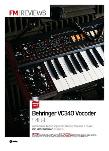 Future Music Behringer VC340 Vocoder Future Music Behringer VC340 Vocoder