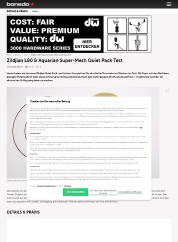 Bonedo.de Zildjian L80 & Aquarian Super-Mesh Quiet Pack Bonedo.de Zildjian L80 & Aquarian Super-Mesh Quiet Pack