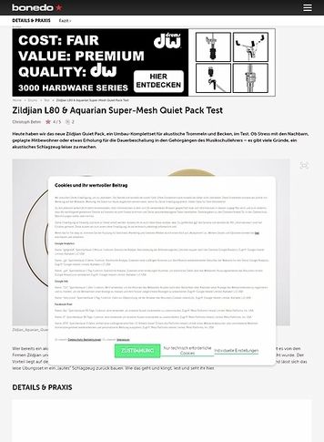 Bonedo.de Zildjian L80 & Aquarian Super-Mesh Quiet Pack Bonedo.de Zildjian L80 & Aquarian Super-Mesh Quiet Pack