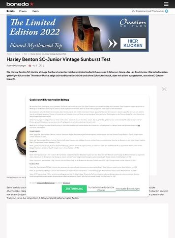 Bonedo.de Harley Benton SC-Junior Vintage Sunburst Bonedo.de Harley Benton SC-Junior Vintage Sunburst